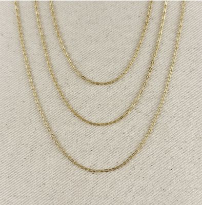 18KGF Mini Diamond Cut Paperclip Chain