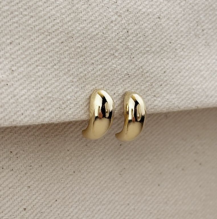 18KGF Polished Curved Small Stud Earrings