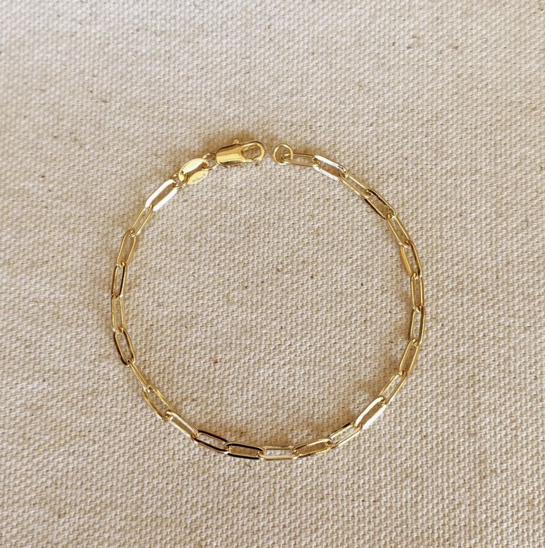 18KGF Short Link Paperclip Bracelet