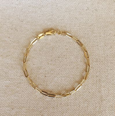 18KGF Short Link Paperclip Bracelet