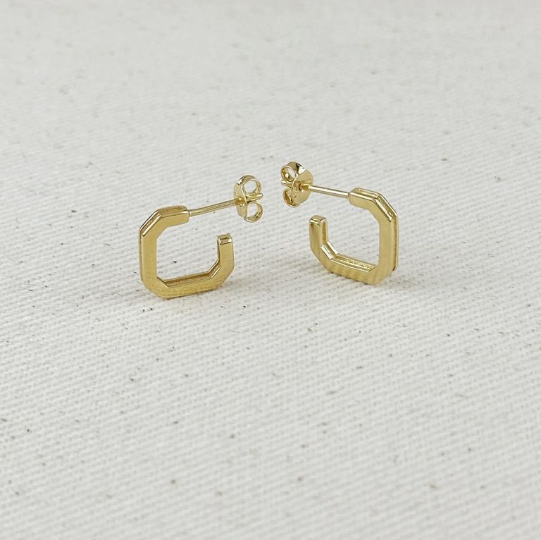 18KGF Square C-Hoop Earrings
