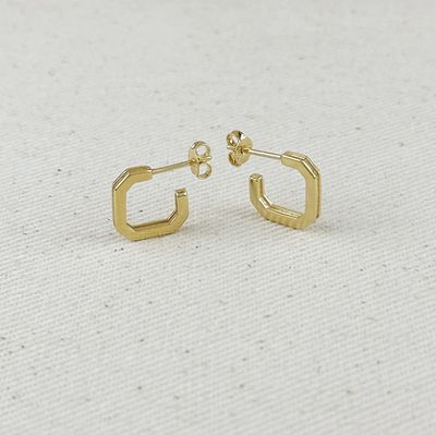 18KGF Square C-Hoop Earrings