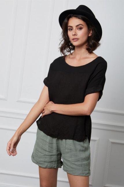 Fennel Linen Blouse, Colour: Black