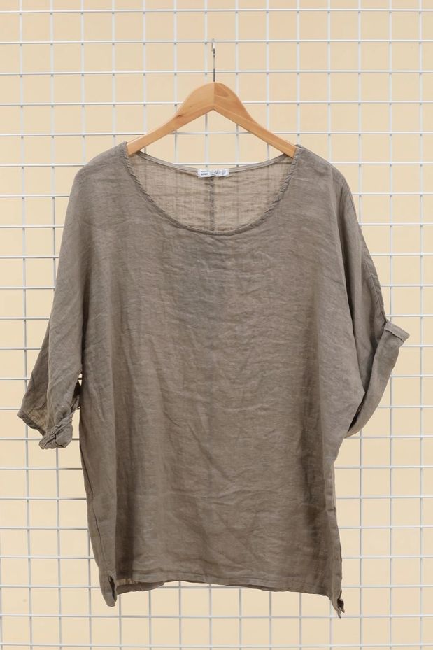Valley Linen T-Shirt, Colour: Sand
