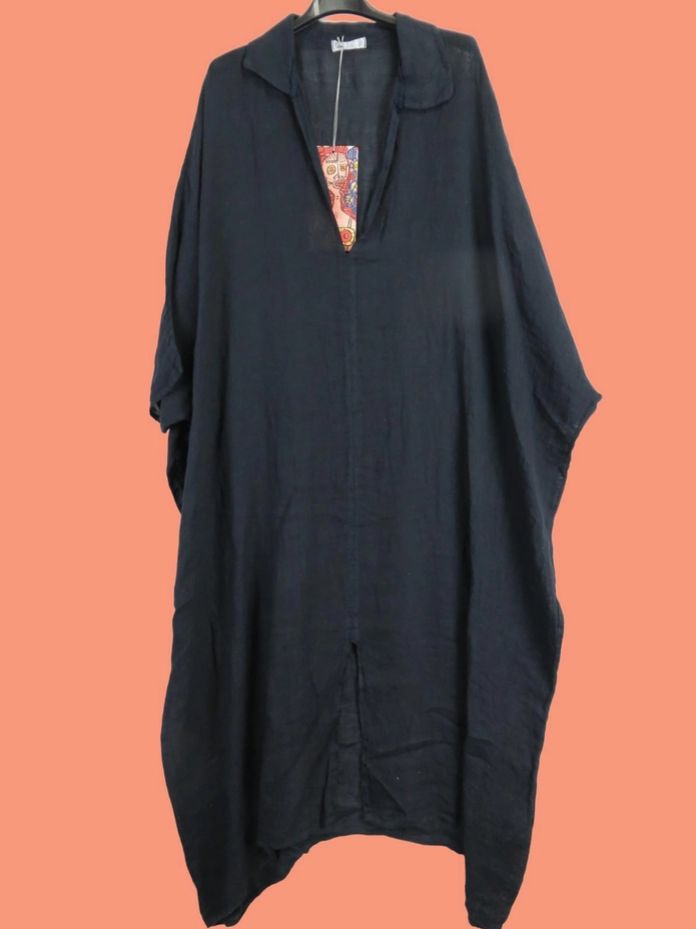 Zinnia Linen Dress, Colour: Navy