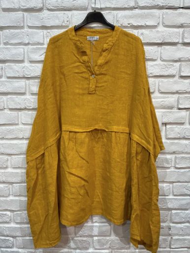 Flora Linen Tunic, Colour: Mustard