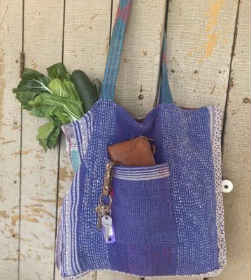 Kantha Pocket Tote Bag | Recycled Cotton Unique