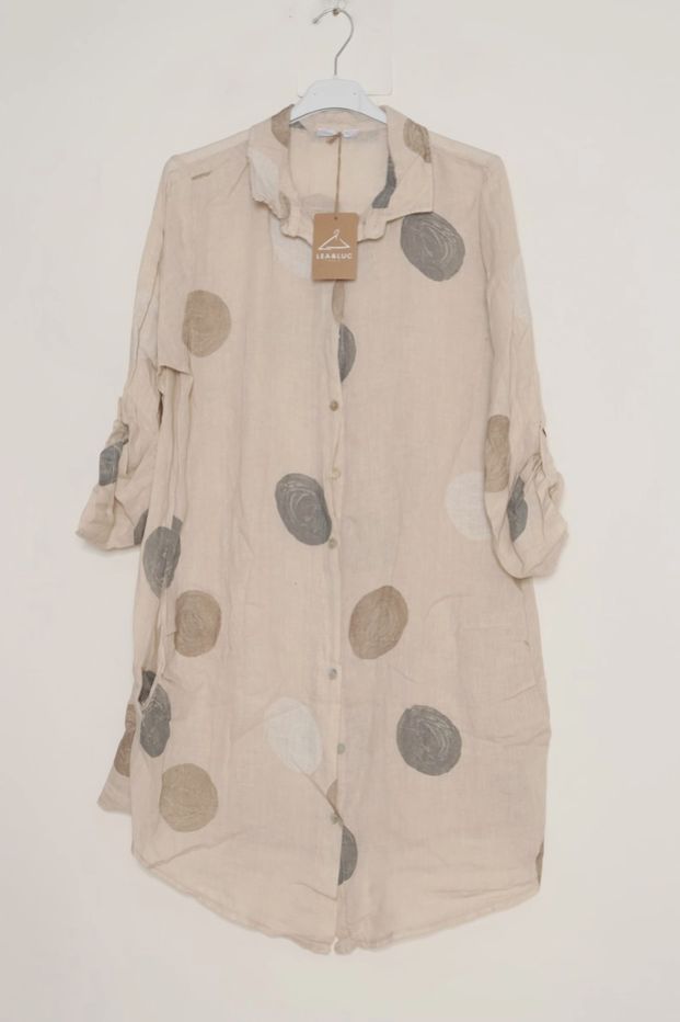 Full Moon Linen Shirt Dress, Colour: Beige