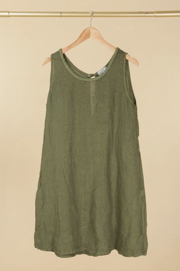 Sweetgrass Linen Dress, Colour: Sage