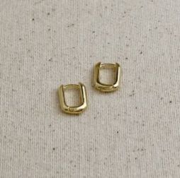 18k Gold Filled Oblong Hoop Earrings, Size: 10mm