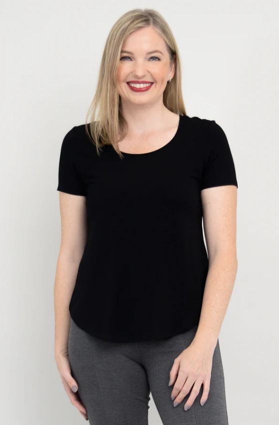 Tessa Bamboo Tee, Colour: Black, Size: XXS