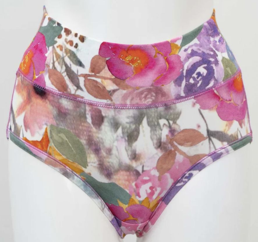 Bamboo High Rise Brief - Pink Bouquet, Size: XXS