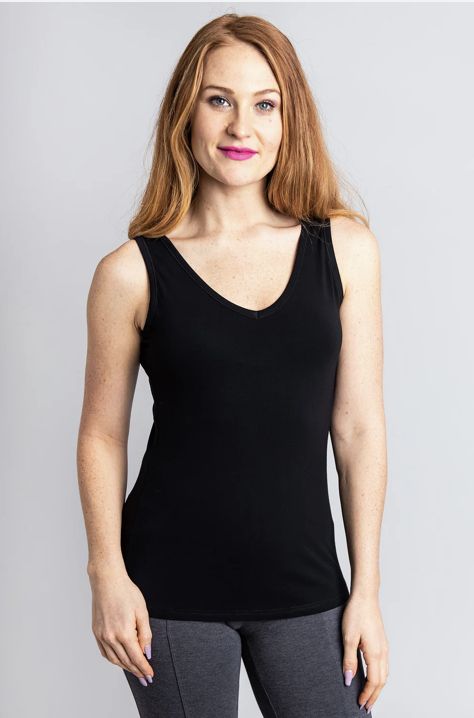 Reanna Bamboo Tank, Colour: Black, Size: XS