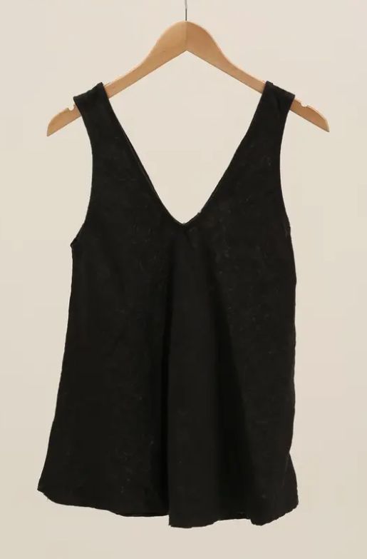 Linen Tank, Colour: Black