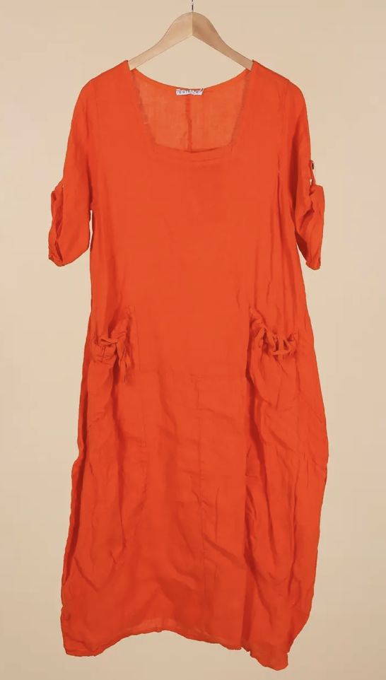 Dandelion Linen Dress, Colour: Red