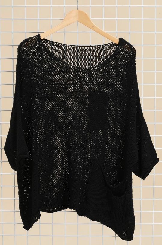 Oversized Cotton Sweater, Colour: Black