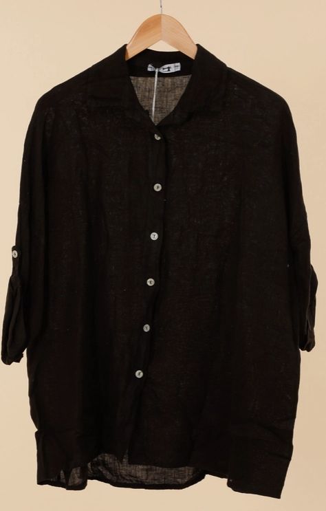 Classic Linen Shirt, Colour: Black