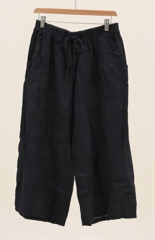 Capri Pants 100% Linen, Colour: Black