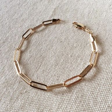 18KGF 14mm Classic Paperclip Bracelet