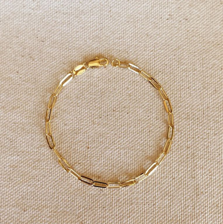 18KGF Short Link Paperclip Bracelet