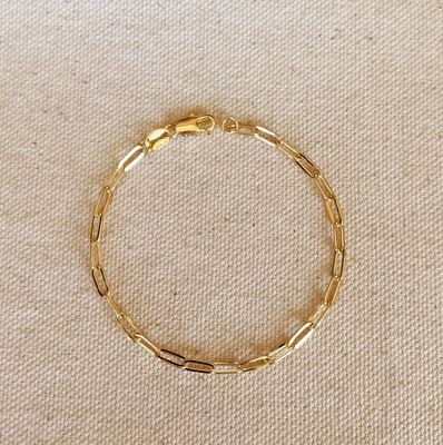 18KGF Short Link Paperclip Bracelet