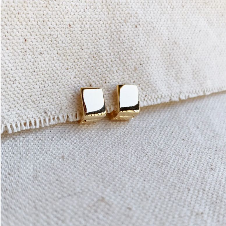 18KGF Square Clicker Earrings