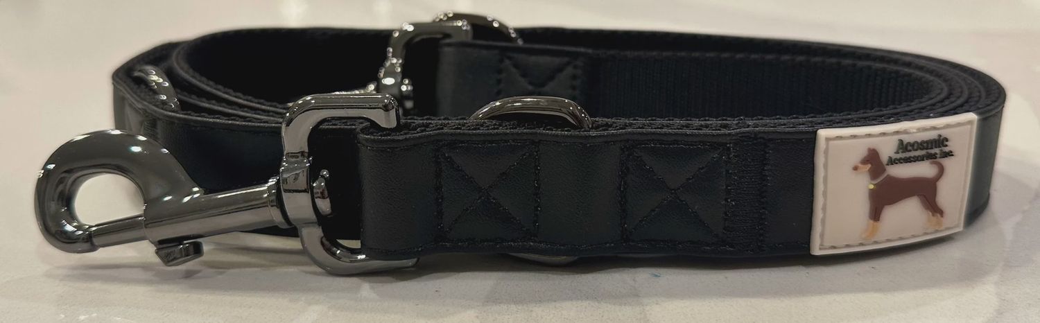 Leashes, Colour: Black with Gun Metal, Size: Thick European
