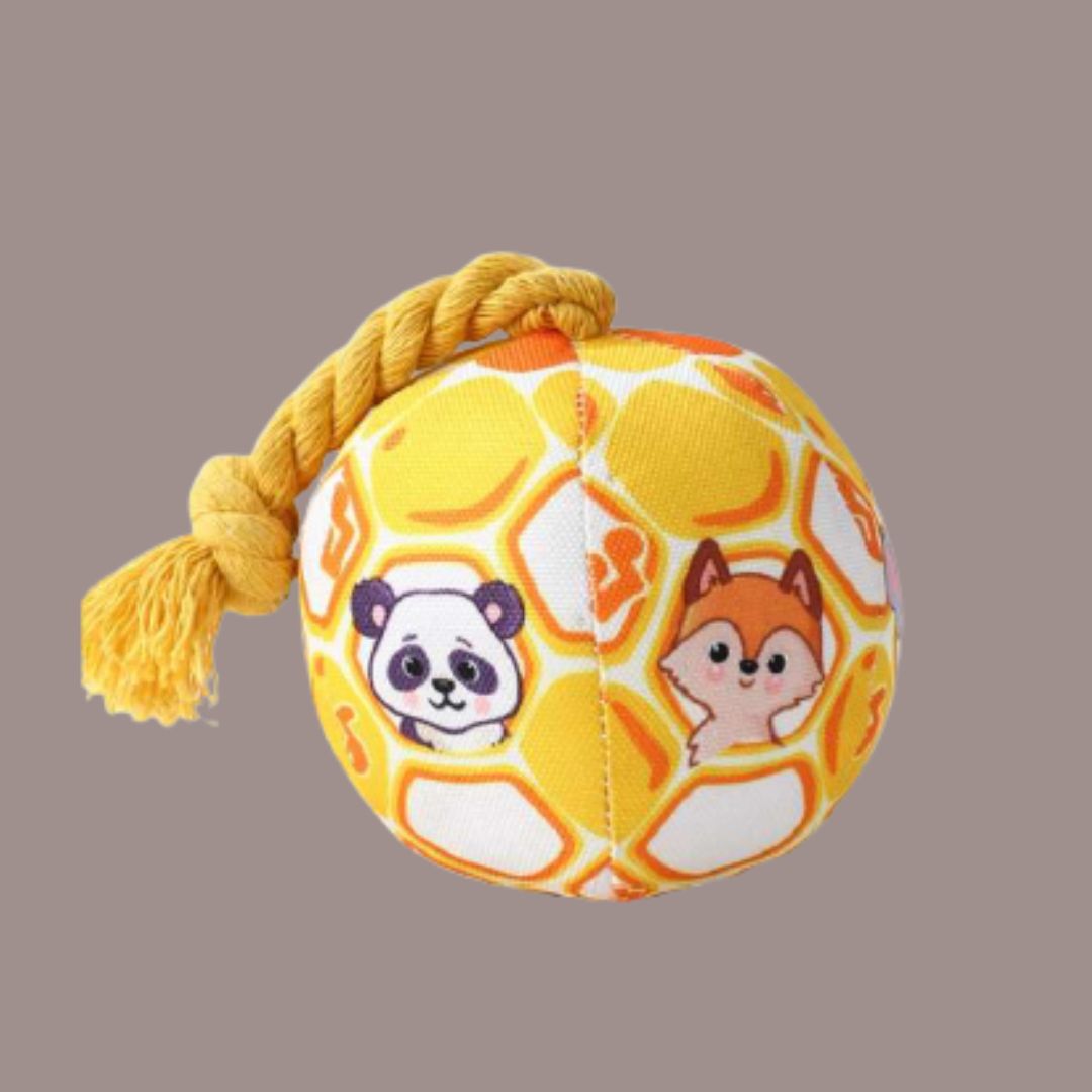 Toy Ball with Rope, Colour: Yellow