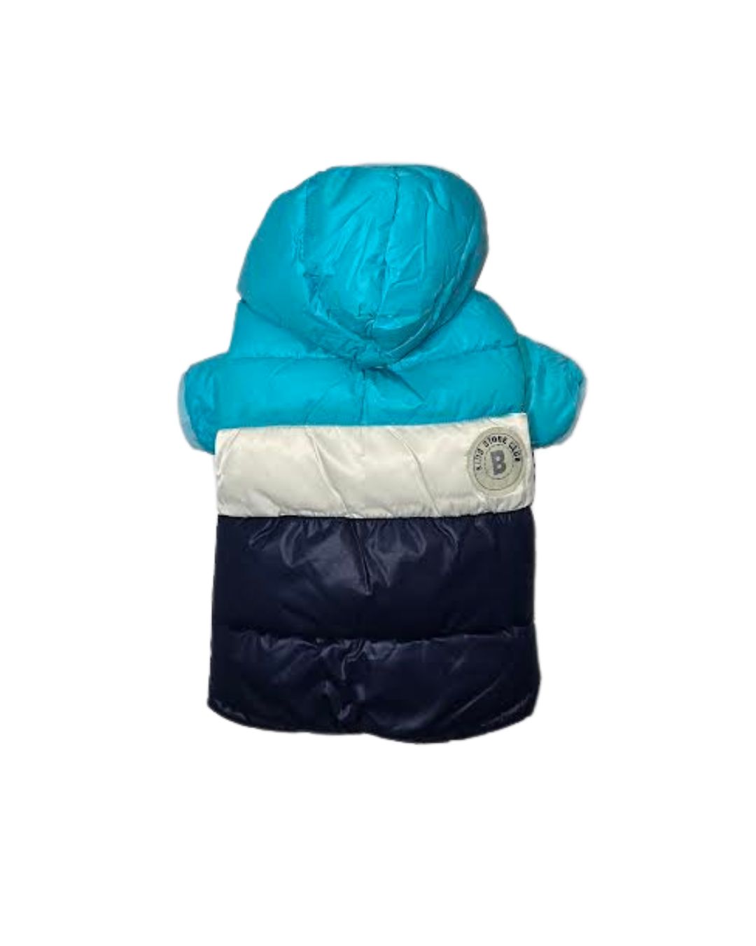 Jackets Puffer with Hood, Colour: Blue White &amp; Teal, Size: 8 (XS)