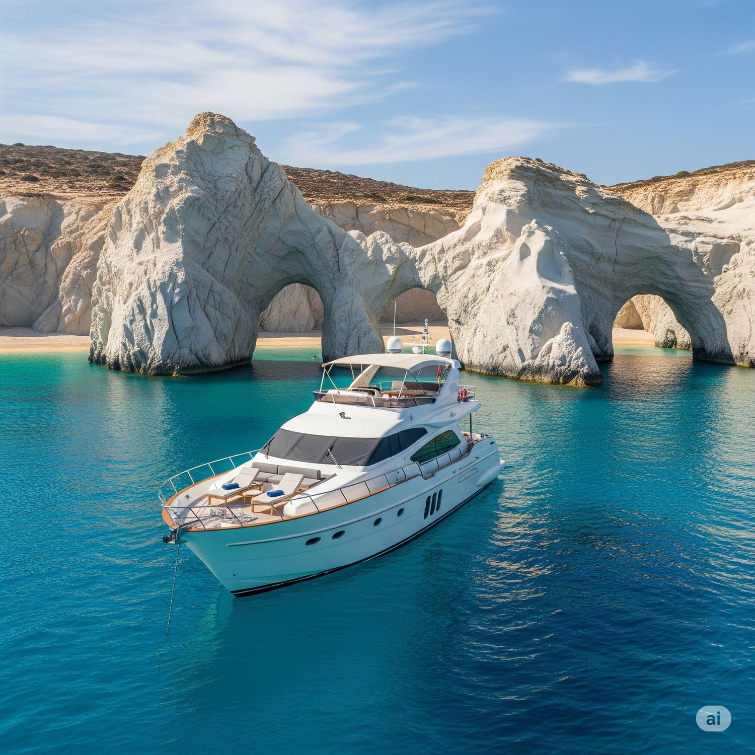 Barco privado en Milos