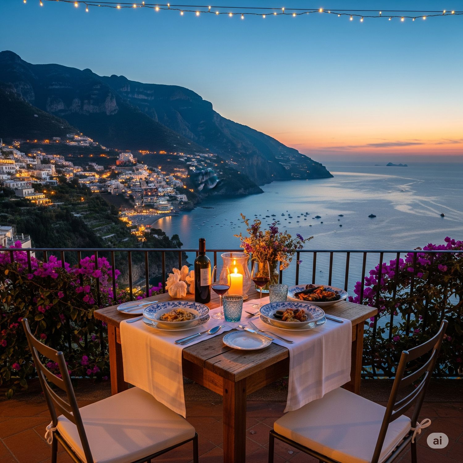 Cena romántica en Amalfi/Ravello