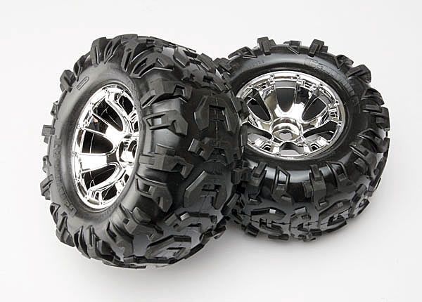 Traxxas Geode 3.8&quot; Chrome Wheels &amp; Canyon AT Tires (2)