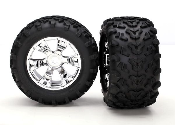 Traxxas Geode 3.8&quot; Chrome Wheels &amp; Maxx Tires (2)