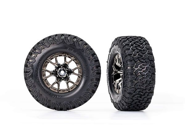 Traxxas Ford Raptor R Black Front Wheels with BFG Tires (2)
