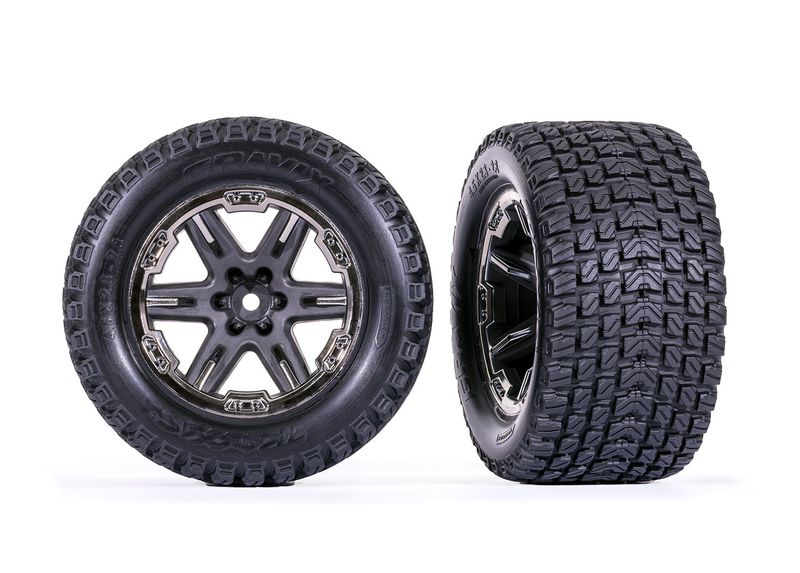 Traxxas RXT 2.8&quot; Black Chrome Wheels &amp; Gravix Tires (2)