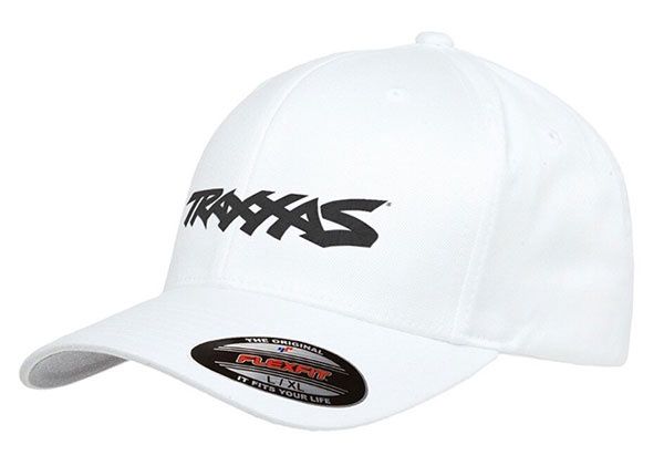 Traxxas White Curved-Bill Flexfit Hat w/ Black Logo