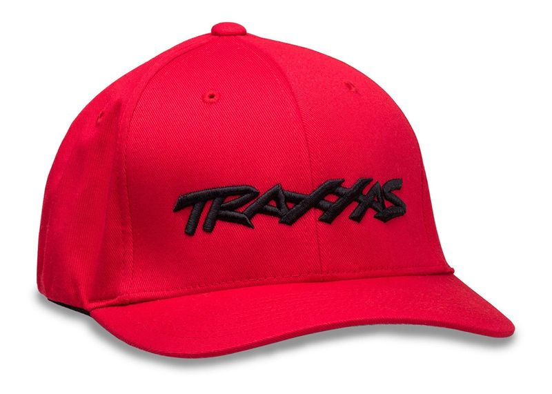 Traxxas Red Curved-Bill Flexfit Hat w/ Black Logo