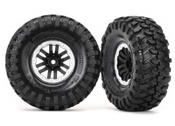 Traxxas 1.9&quot; Black &amp; Satin TRX Wheels w/ Canyon Trail Tires (2)