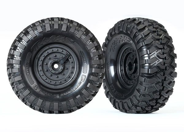Traxxas 1.9&quot; Black Tactical Wheels w/ Canyon Trail Tires (2)