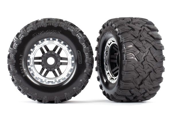 Traxxas Maxx 2.8&quot; Black &amp; Chrome Wheels &amp; Maxx MT Tires (2)