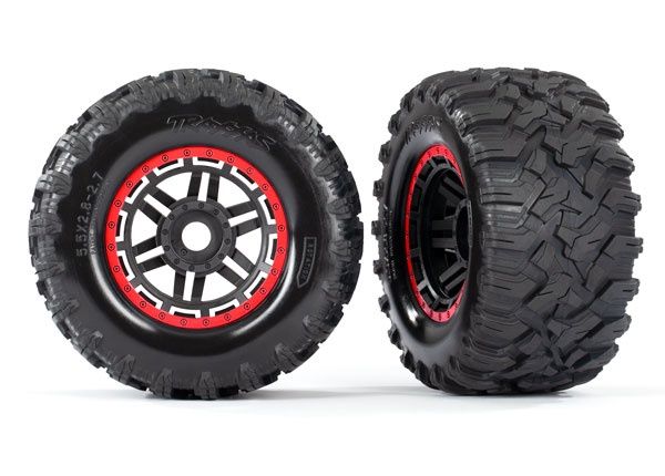 Traxxas Maxx 2.8&quot; Black &amp; Red Wheels &amp; Maxx MT Tires (2)