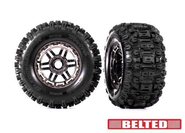 Traxxas Maxx 2.8&quot; Chrome Wheels &amp; Sledgehammer Tires (2)