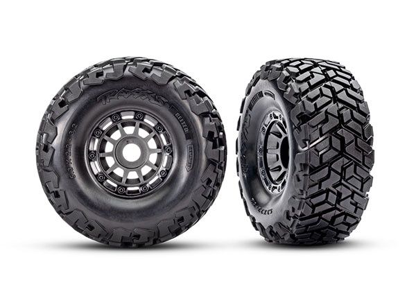Traxxas Gray Wheels w/ Maxx SC Belted Tires (2)