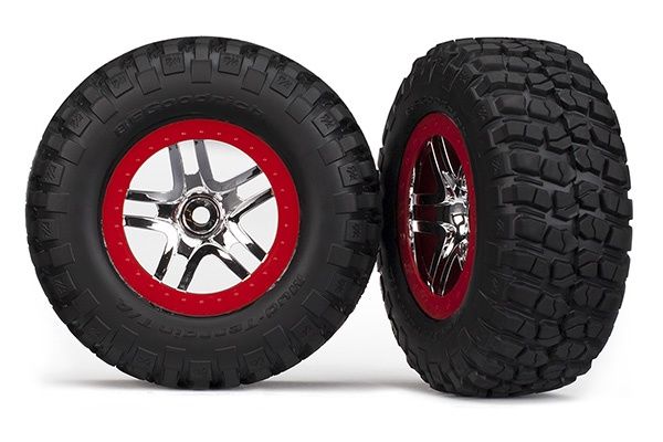Traxxas SCT Chrome and Red Wheels w/ BFG Tires (2)