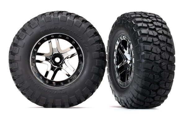 Traxxas SCT Black Chrome Wheels w/ BFG S1 Tires (2)