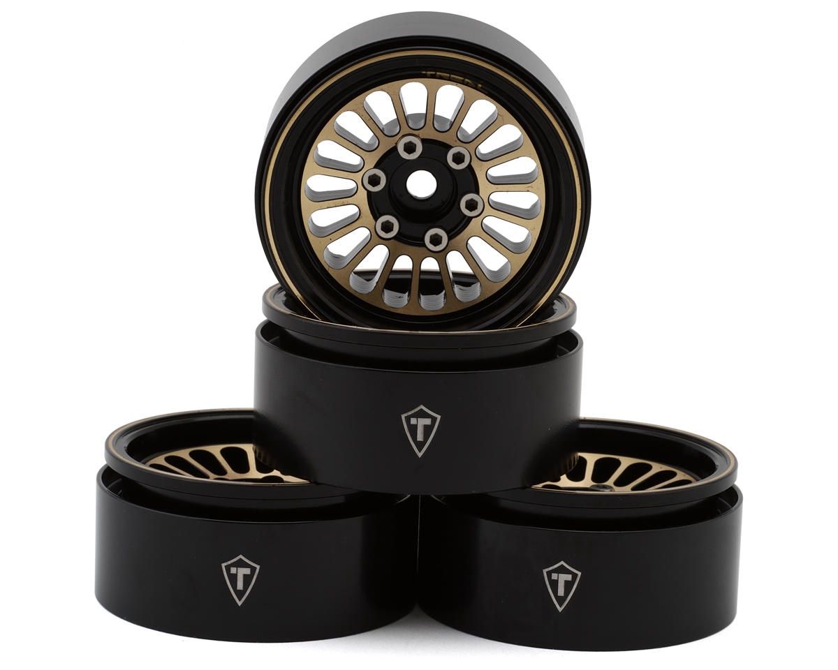 Treal Hobby Type D 1.9" Brass Beadlock Crawler Wheels (215g ea) (Black/Gold) (4)