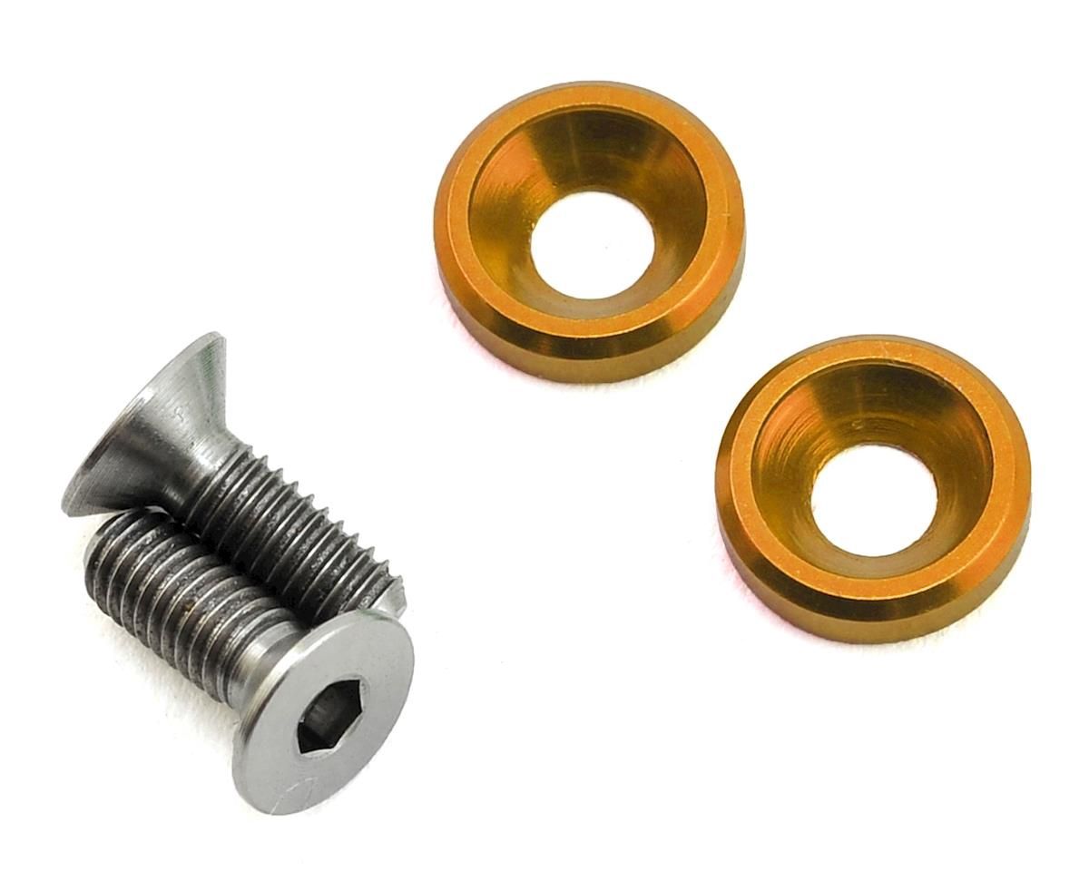175RC 3x8mm Titanium Flat Head Motor Screws w/Aluminum Washers (Gold) (2)