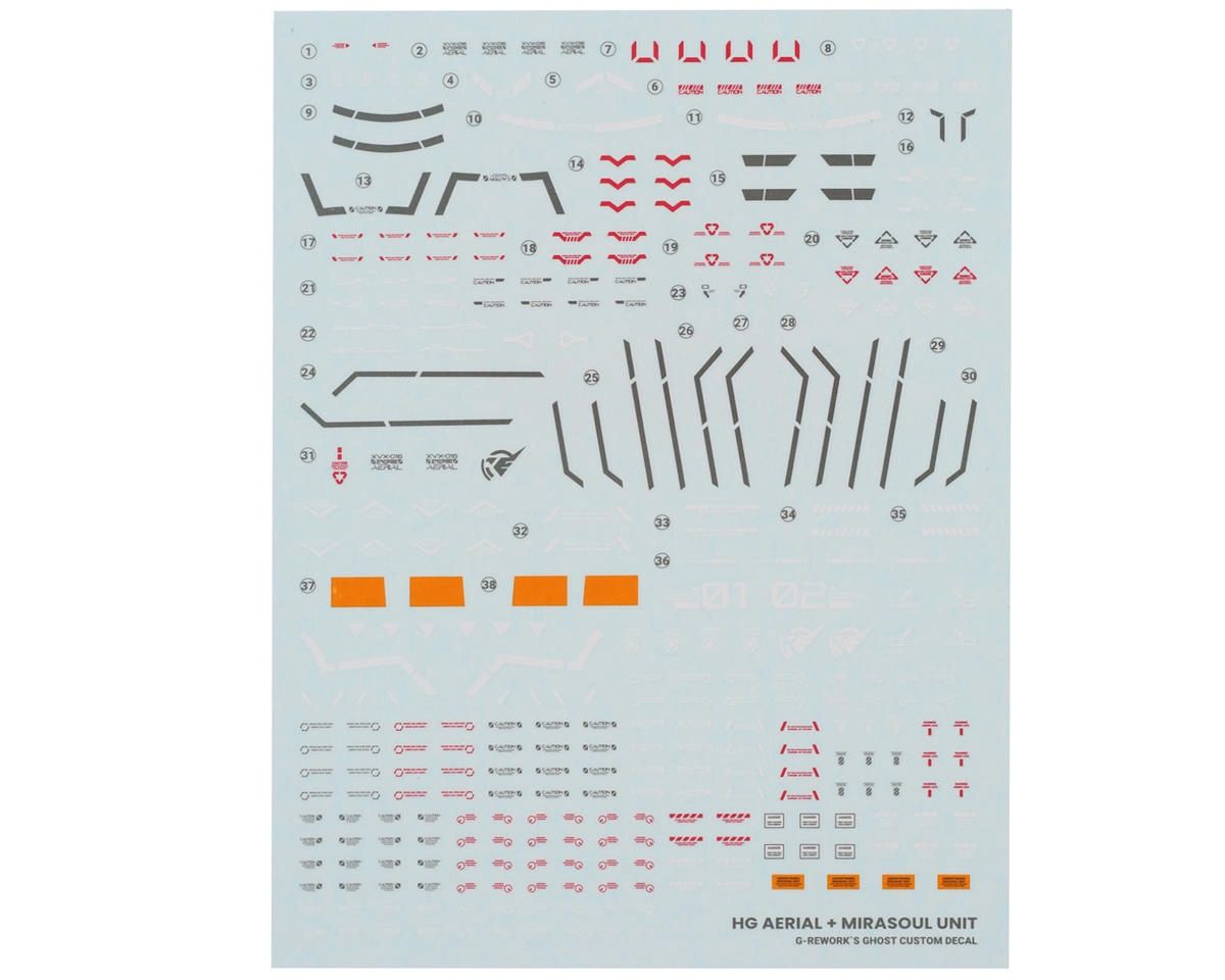 G-Rework Aerial &amp; Mirasoul Unit Gundam Waterslide Decal Sheet