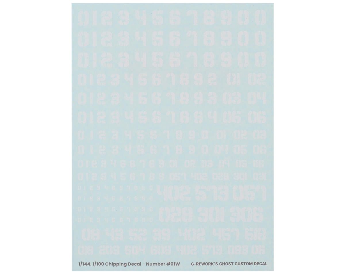 G-REWORK Chipping Numbers Decal Sheet #01 (White)