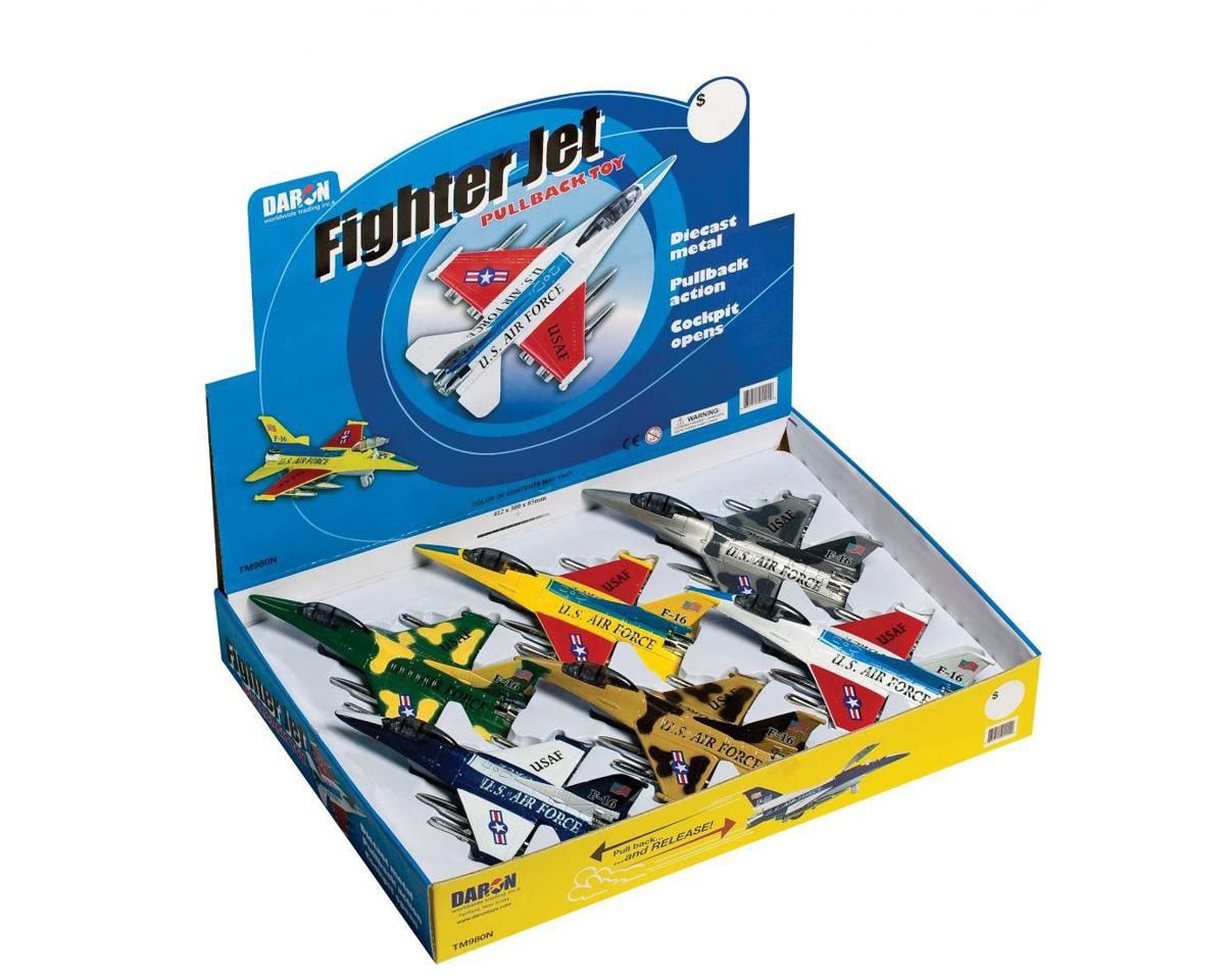 Daron Worldwide Trading Diecast Fighter Jet Pullback Toy Assortment (6)